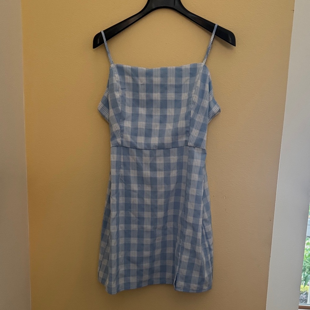BP Light Blue and White Plaid Mini Dress